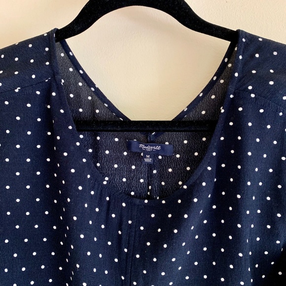 Madewell Navy Blue Layout Tunic Dress In Dot S/M - Picture 7 of 7
